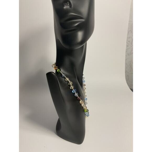 Monet Signed Glass Beaded Hand Knotted Earthy Tone Necklace - Picture 3 of 7